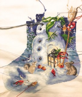 Snowman stocking WIP 12-31-16 Snowman stocking WIP 12-31-16