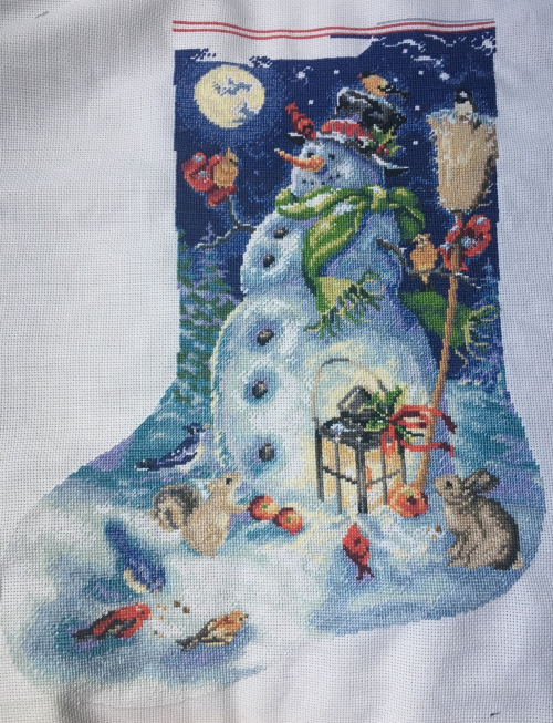 Snowman stocking wip 6-25-17
